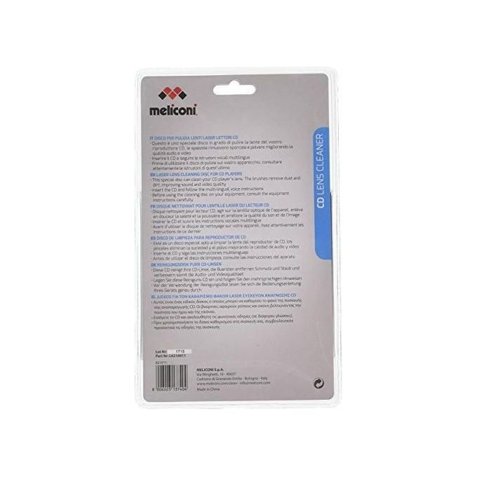 Meliconi 621011 Disco Pulizia Lenti Laser Lettori CD compatibile Hi-Fi Autoradio colore Blu Bianco