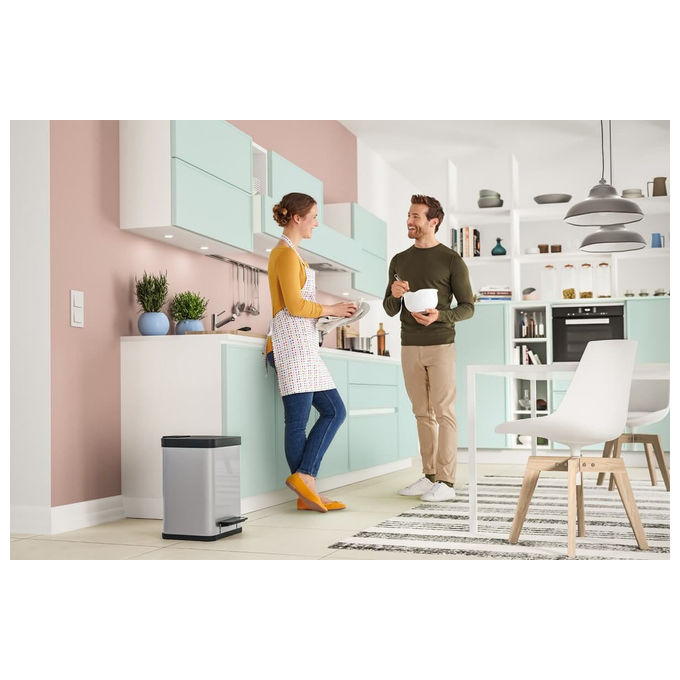 Hailo 4007126016133 Öko duo Plus M Pattumiera a Pedale con 2 Secchi Interni 18 L Apertura Silenziosa e Contenitori Estraibili colore Bianco