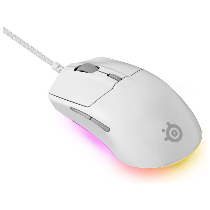 Steelseries Rival 3, Mouse Gaming Ottico Ambidestro Usb, Bianco