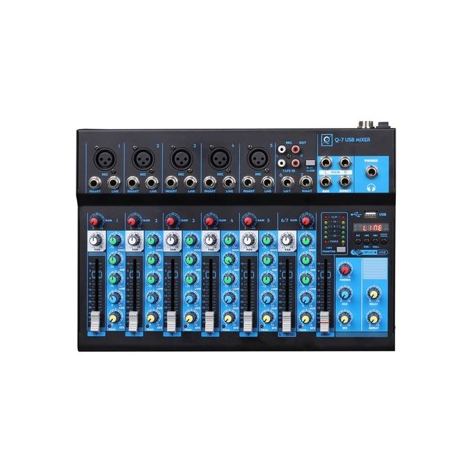 Oqan 625810 Q Mixer Series Mixer DJ 7 Canali USB Bluetooth Phantom Power 48V colore Nero