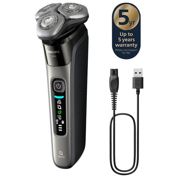 Philips X9002-10 i9000 Rasoio elettrico rotante Wet and Dry SkinIQ 3 testine autonomia 50 min colore Grigio
