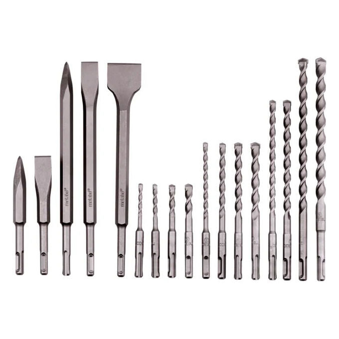 Metabo 628414000 SDS-plus Serie di Punte-Scalpelli SP 17 pz Tipo SDS-plus Diametro 5 mm Lunghezza 110 mm Adatto per Martello Perforatore Colore Acciaio inox