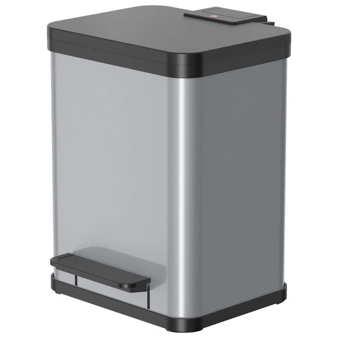 Hailo 6192200 Öko uno Plus M Cestino per Rifiuti 17 Litri con Chiusura Silenziosa Acciaio e Plastica colore Light Grey
