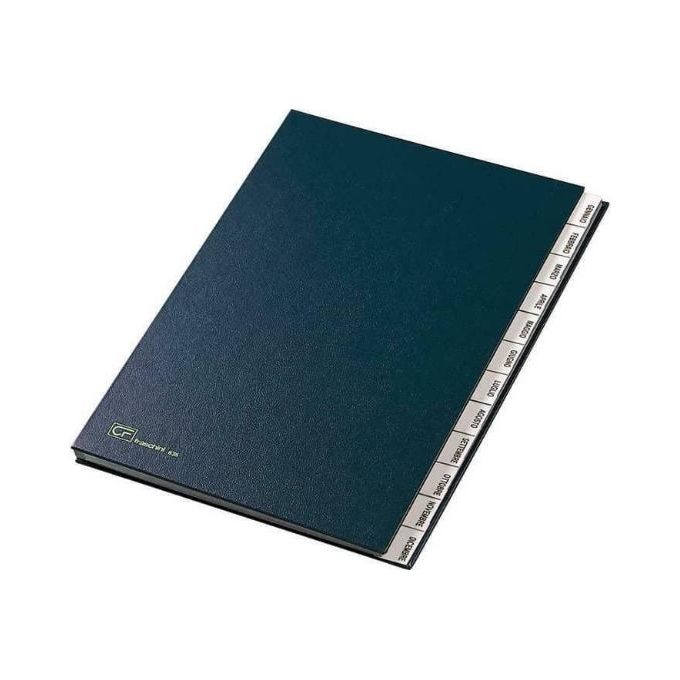 Fraschini 635-DB Classificatore Mensile Gen Dic similpelle 12 scomparti formato 24x34 cm colore Blu