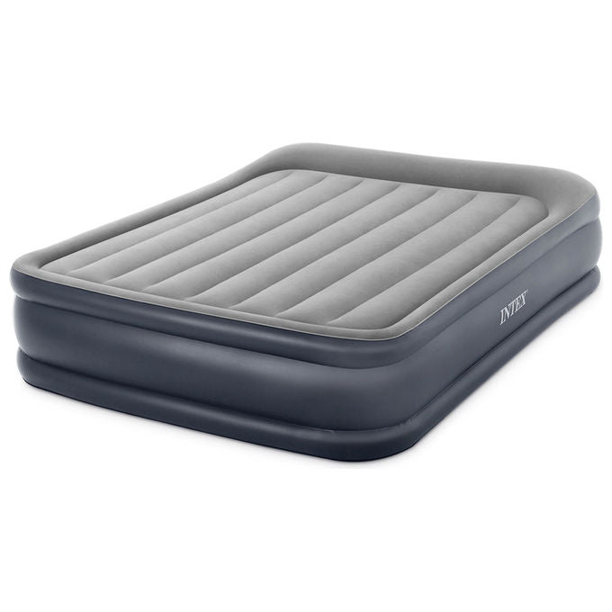 Intex 64136ND DuraBeam Pillow Rest Deluxe Materasso Gonfiabile Matrimoniale 152x203x42 cm Pompa Elettrica Integrata 272 Kg colore Grigio