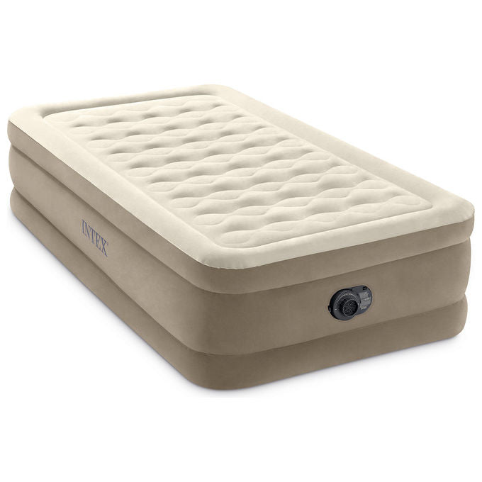 Intex 64426ND Ultra Plush Materasso Gonfiabile Singolo Fiber-Tech 99x191x46 cm Pompa Integrata 220V 136 Kg colore Beige