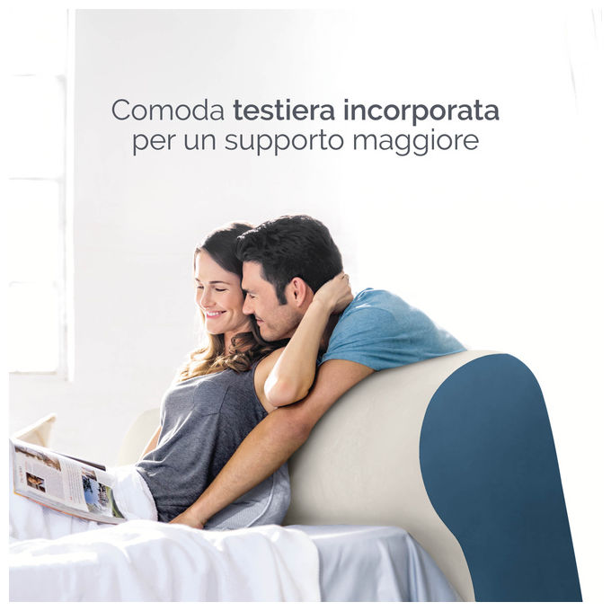 Intex 64460ND SilkyBed Materasso Gonfiabile Matrimoniale con Testiera Pompa Elettrica Integrata 229x152x79 cm Portata 272 Kg colore Grigio chiaro e Blu