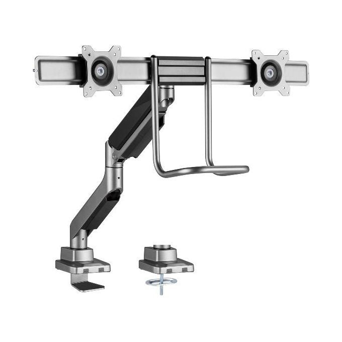 Equip 650161 Supporto da scrivania per doppio monitor 17''-32'' capacita' 9 Kg VESA 100x100 braccio assistito da molla a gas gestione cavi colore Nero