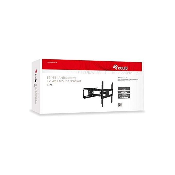 Equip 650315 Supporto per TV a Muro Articolato 32 55 Pollici Fino a 50 Kg VESA 400x400 Inclinazione e Rotazione Regolabile colore Nero