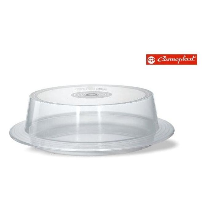 Cosmoplast 651 Piatto per Microonde con Coperchio Regolabile 27 cm Polipropilene BPA Free Lavastoviglie colore Bianco