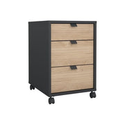 Tvilum 65584IGHL Sign Cassettiera Ufficio 3 Cassetti su Ruote Pannello Truciolare 48x41x61 cm colore Grigio Opaco Jackson Hickory