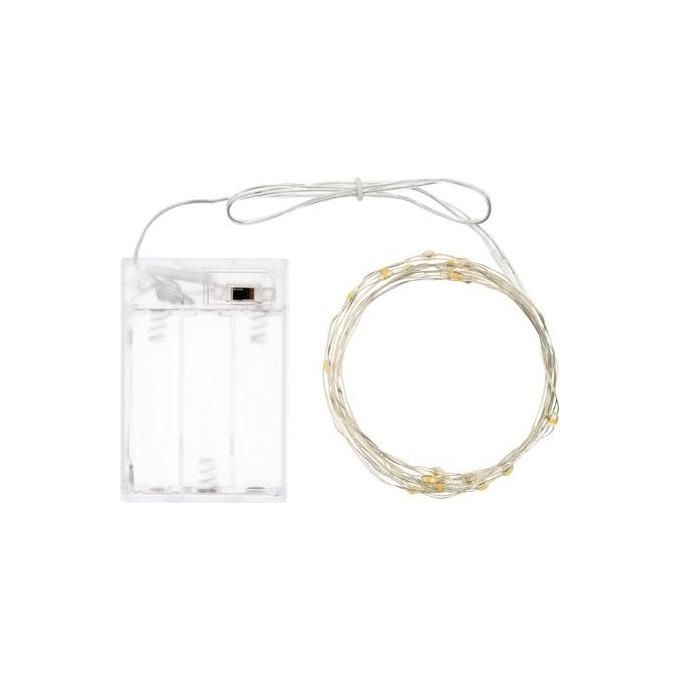 Lotti Catena Luminosa Microled 20 LED Luce Fissa 2 m a Batteria 3xAA Uso Interno Selettore On Off colore Bianco Freddo