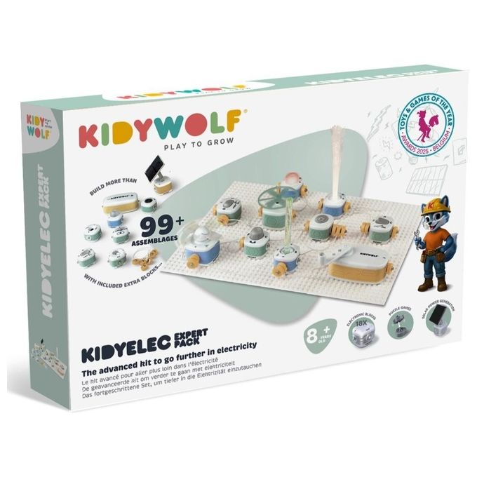 Kidywolf KIDYELEC-EXPERT KIT ESPERIMENTI ELETTRICITA' KIDYELEC EXPERT 18 blocchi elettronici 3 griglie 15 connettori colore Nero