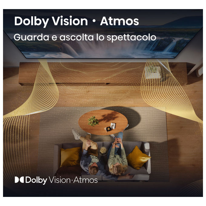 Hisense 65E7Q, smart tv QLED 65 pollici, 4K Ultra HD, Dolby Vision HDR10+, VIDAA, Wi-Fi, modalita' gaming VRR, nero