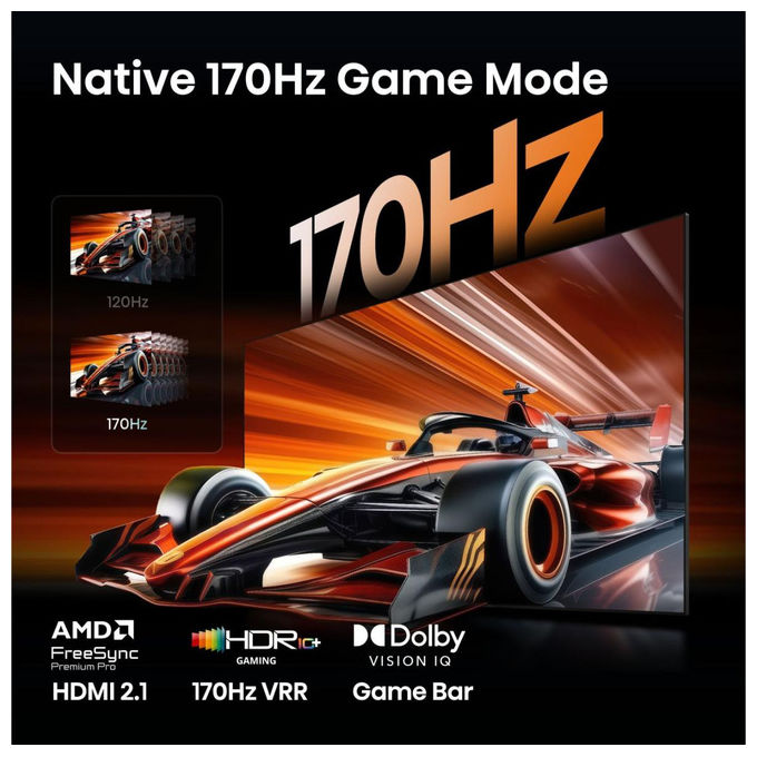 Hisense 65UR9S Smart TV MiniLED RGB 65'' 4K 170Hz Anti Riflesso Dolby Atmos VIDAA OS colore Grigio
