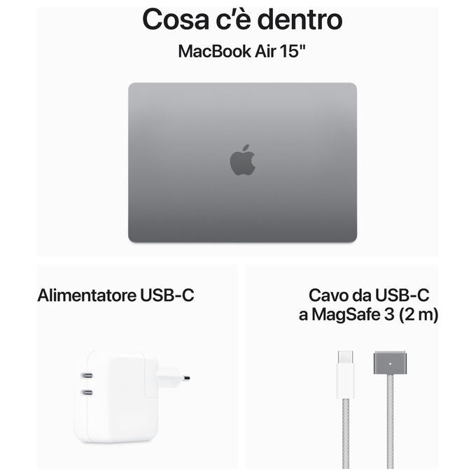 Apple MacBook Air 15'' M3 8GB 256GB SSD Grigio Siderale 2024 macOS Sonoma
