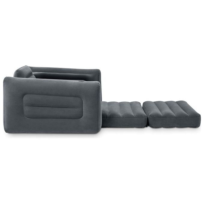 Intex 66551NP Poltrona Letto Gonfiabile 2 in 1 Effetto Velluto Porta Bicchieri 117x224x66 cm colore Grigio Scuro