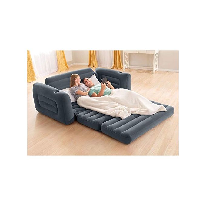 Intex 66552NP Pull-Out Sofa Divano Letto Gonfiabile 2 Posti 231x203x66 cm Valvola 2-in-1 200 Kg colore Grigio