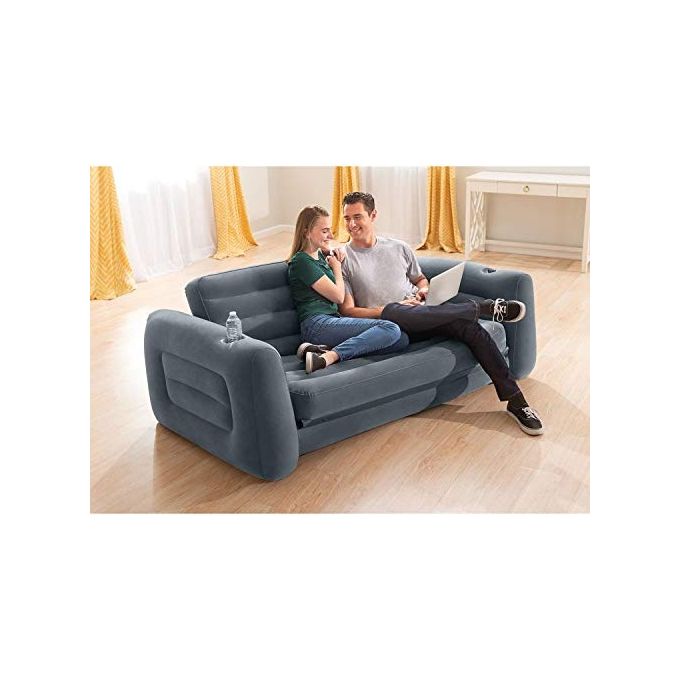 Intex 66552NP Pull-Out Sofa Divano Letto Gonfiabile 2 Posti 231x203x66 cm Valvola 2-in-1 200 Kg colore Grigio