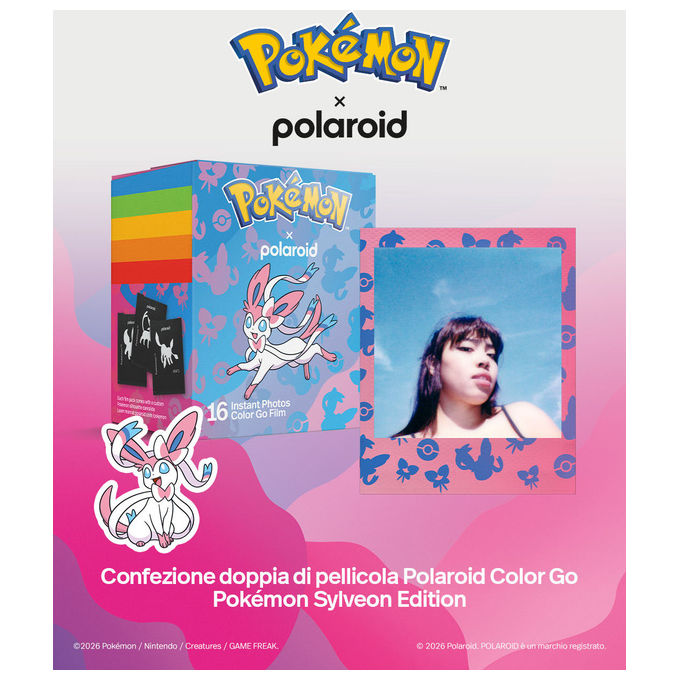 Polaroid 6658 Pellicola Istantanea a Colori per Fotocamera Go Edizione Pokémon Sylveon Confezione Doppia 16 Foto colore Multicolore