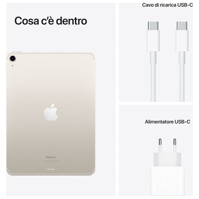 Apple MM743TY-A iPad Air 5a Generazione Tablet 10.9'' Apple M1 256GB Wi-Fi Cellular 5G colore Galassia