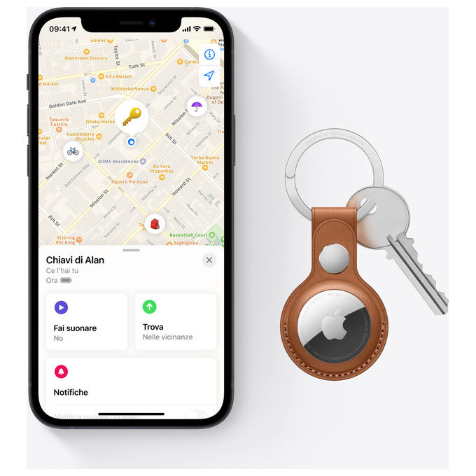 Apple AirTag Cercatore Argento e Bianco IP67 Bluetooth NFC per iOS 14.5+