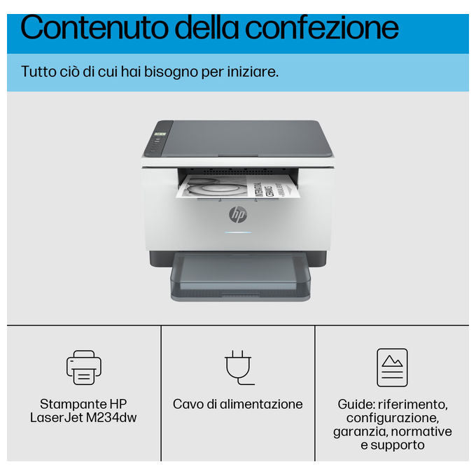 HP 6GW99F LaserJet M234dw Stampante Multifunzione Laser A4 Mono 29 ppm Wi-Fi Ethernet USB colore Grigio