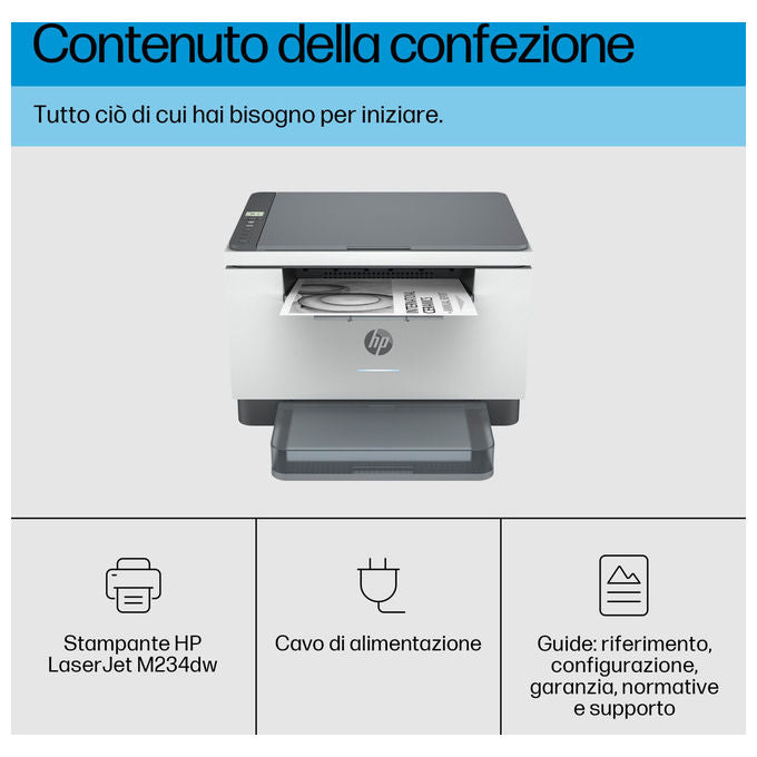HP 6GW99F LaserJet M234dw Stampante Multifunzione Laser A4 Mono 29 ppm Wi-Fi Ethernet USB colore Grigio
