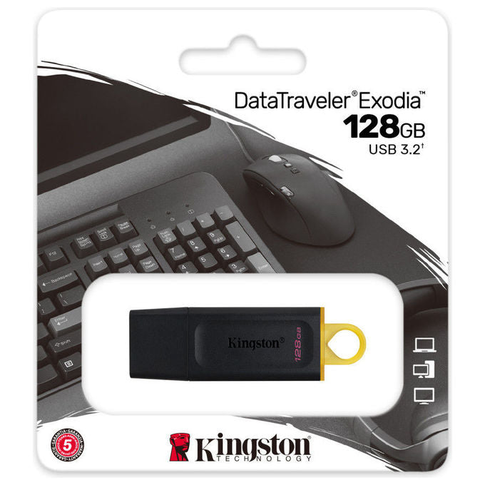 Kingston DataTraveler Exodia DTX-128GB Flash Drive USB 3.2 Gen 1 con Cappuccio Protettivo e Anello Portachiavi in Colori Multipli