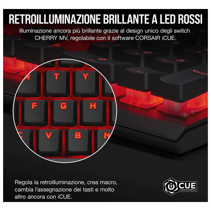 Corsair K60 PRO Tastiera Meccanica Gaming CHERRY MV Alluminio QWERTY IT