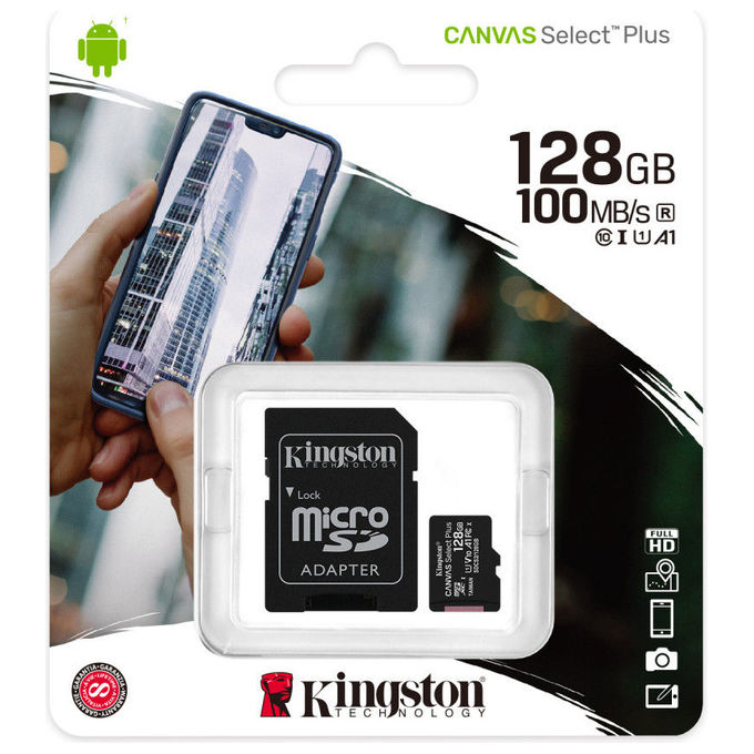 Kingston Canvas Select Plus SDCS2-128GB Scheda microSD Classe 10 con Adattatore SD Incluso, 128 GB