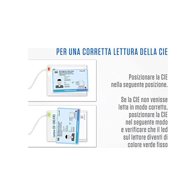 Atlantis P005-CIED331C Lettore Smart Card Combo CIE 3.0 NFC USB 2.0 CNS CRS Tessera Sanitaria SPID colore Bianco
