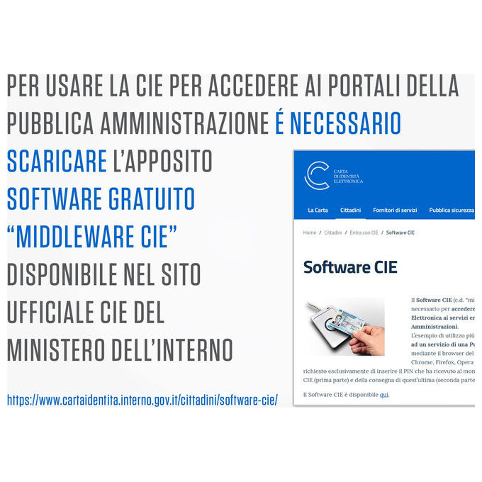 Atlantis P005-CIED331C Lettore Smart Card Combo CIE 3.0 NFC USB 2.0 CNS CRS Tessera Sanitaria SPID colore Bianco