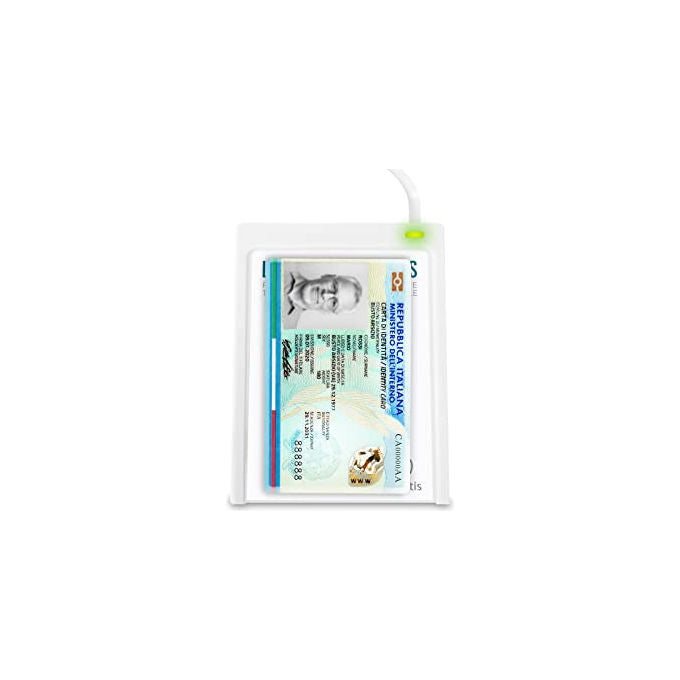 Atlantis P005-CIED331C Lettore Smart Card Combo CIE 3.0 NFC USB 2.0 CNS CRS Tessera Sanitaria SPID colore Bianco