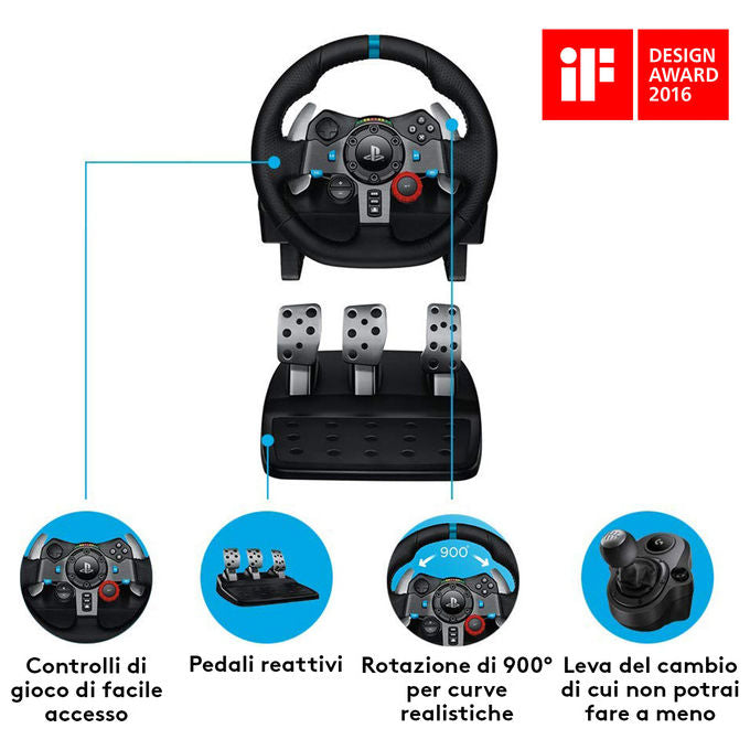 Logitech G29 Driving Force Sterzo e Pedali per Playstation 3-PlayStation 4 Nero
