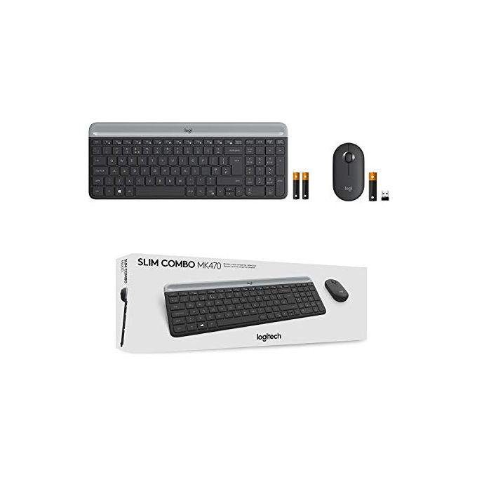 Logitech MK470 KIT_ Mouse Tastiera Wireless, Sottile Silenzioso, Layout Italiano, Grafite