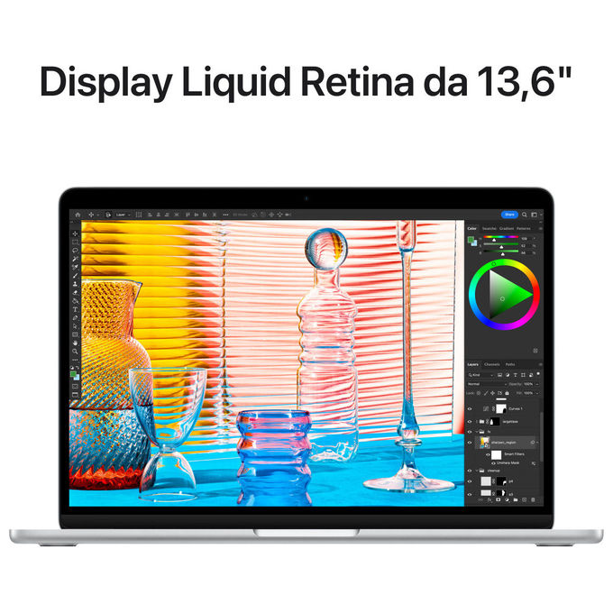 Apple MLXY3T-A MacBook Air Laptop 13,6'' M2 CPU 8-core GPU 8-core 8GB RAM 256GB SSD colore Argento
