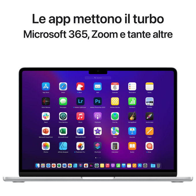 Apple MLXY3T-A MacBook Air Laptop 13,6'' M2 CPU 8-core GPU 8-core 8GB RAM 256GB SSD colore Argento