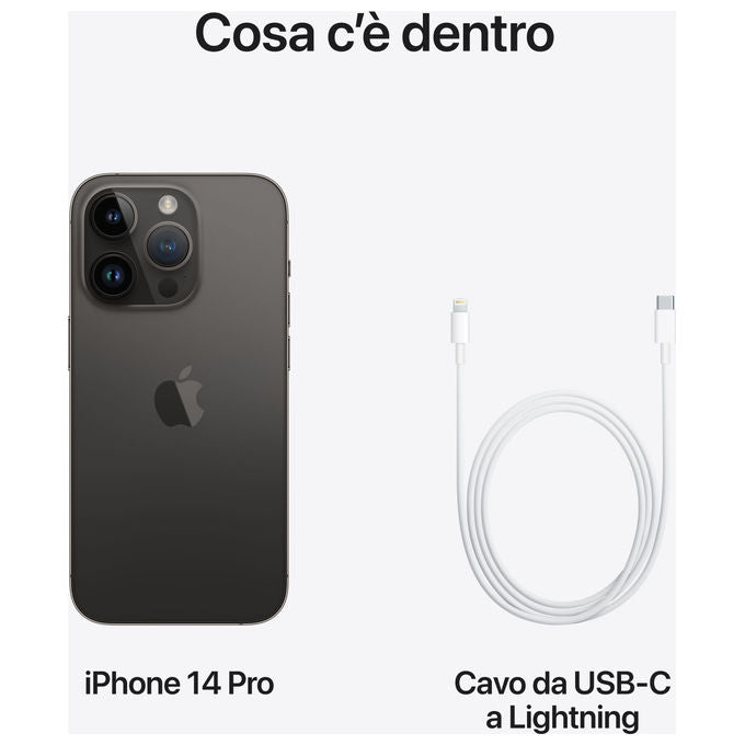 Apple MPXV3QL-A iPhone 14 Pro Smartphone 5G 6.1'' 128GB Chip A16 Tripla Fotocamera 48MP Dynamic Island colore Nero