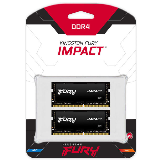 Kingston KF432S20IBK264 FURY Impact Memoria RAM DDR4 64GB 2x32GB 3200MHz CL20 SO-DIMM 260-pin 1.2V colore Nero
