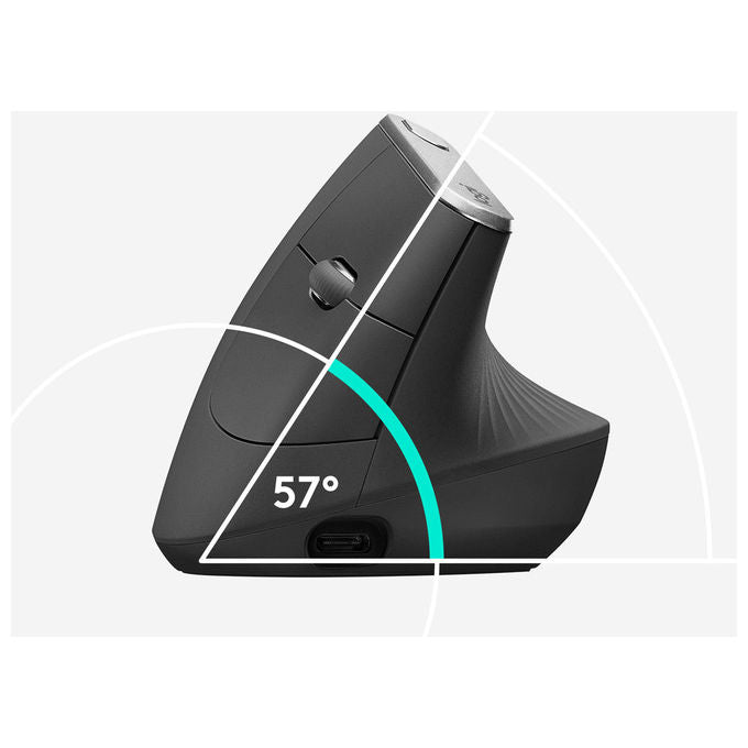 Logitech MX Vertical Mouse Ergonomico Avanzato Cablato e Wireless per un Minore Sforzo Muscolare