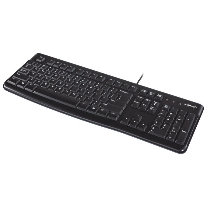 Logitech K120 Tastiera Full-size USB per PC Ufficio QWERTY Nero Ergonomica