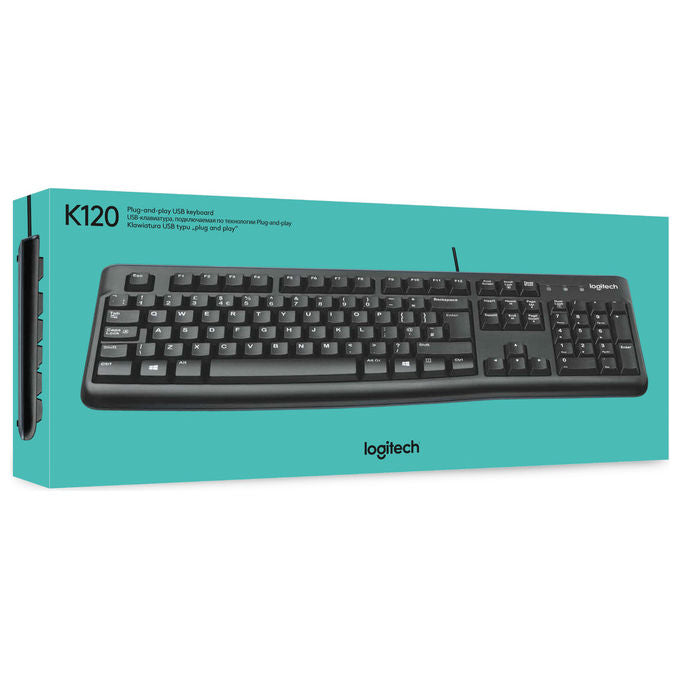 Logitech K120 Tastiera Full-size USB per PC Ufficio QWERTY Nero Ergonomica