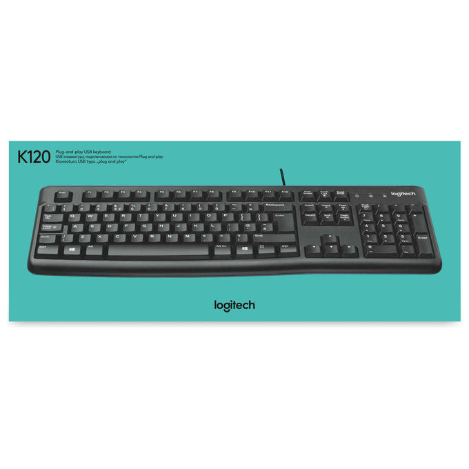 Logitech K120 Tastiera Full-size USB per PC Ufficio QWERTY Nero Ergonomica