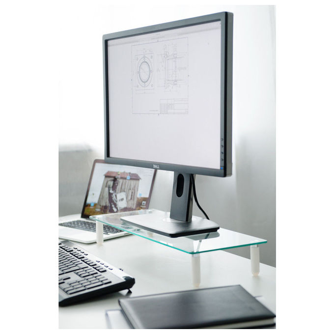Digitus Rialzo Universale per Monitor 13''-32'' in Vetro Ergonomico per Scrivania 20kg