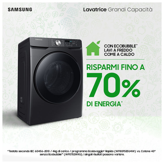 Samsung WF18T8000GV - Lavatrice a carica frontale 18 kg, 1100 rpm, Classe C, Ecobubble, Vapore Igienizzante, Wi-Fi, (98x69x80 cm), Nero