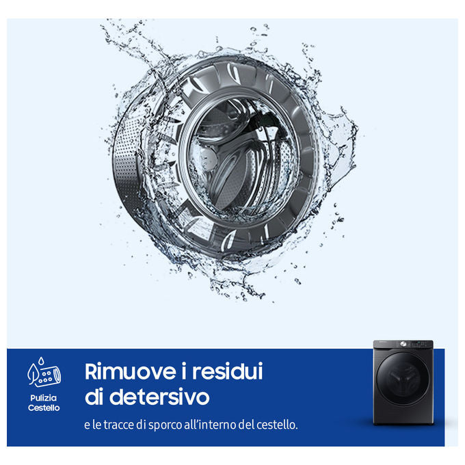 Samsung WF18T8000GV - Lavatrice a carica frontale 18 kg, 1100 rpm, Classe C, Ecobubble, Vapore Igienizzante, Wi-Fi, (98x69x80 cm), Nero