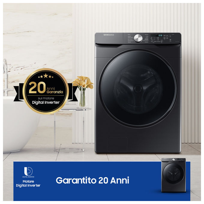 Samsung WF18T8000GV - Lavatrice a carica frontale 18 kg, 1100 rpm, Classe C, Ecobubble, Vapore Igienizzante, Wi-Fi, (98x69x80 cm), Nero