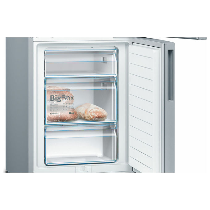 Bosch KGV39VLEAS Serie 4 Frigorifero Combinato 343 L 201 cm Classe E 39 dB Low Frost VitaFresh colore Acciaio Inox
