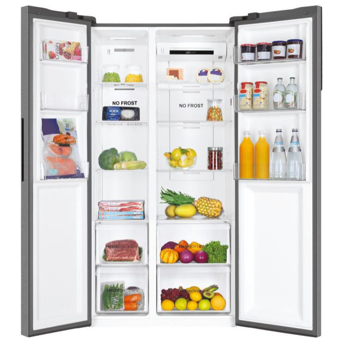 Haier HSR3918ENPG Serie 3 Frigorifero Side by Side 528 L 177 cm Classe E 38 dB No Frost Inverter Multi Air Flow colore Argento
